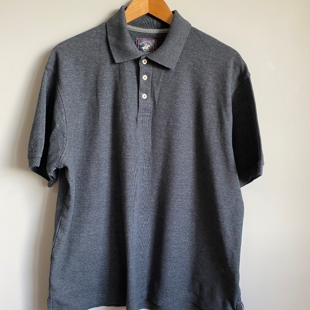 Beverly Hills Polo Club Men's‎ Modern Fit Gray Short Sleeve Polo Golf Shirt XL